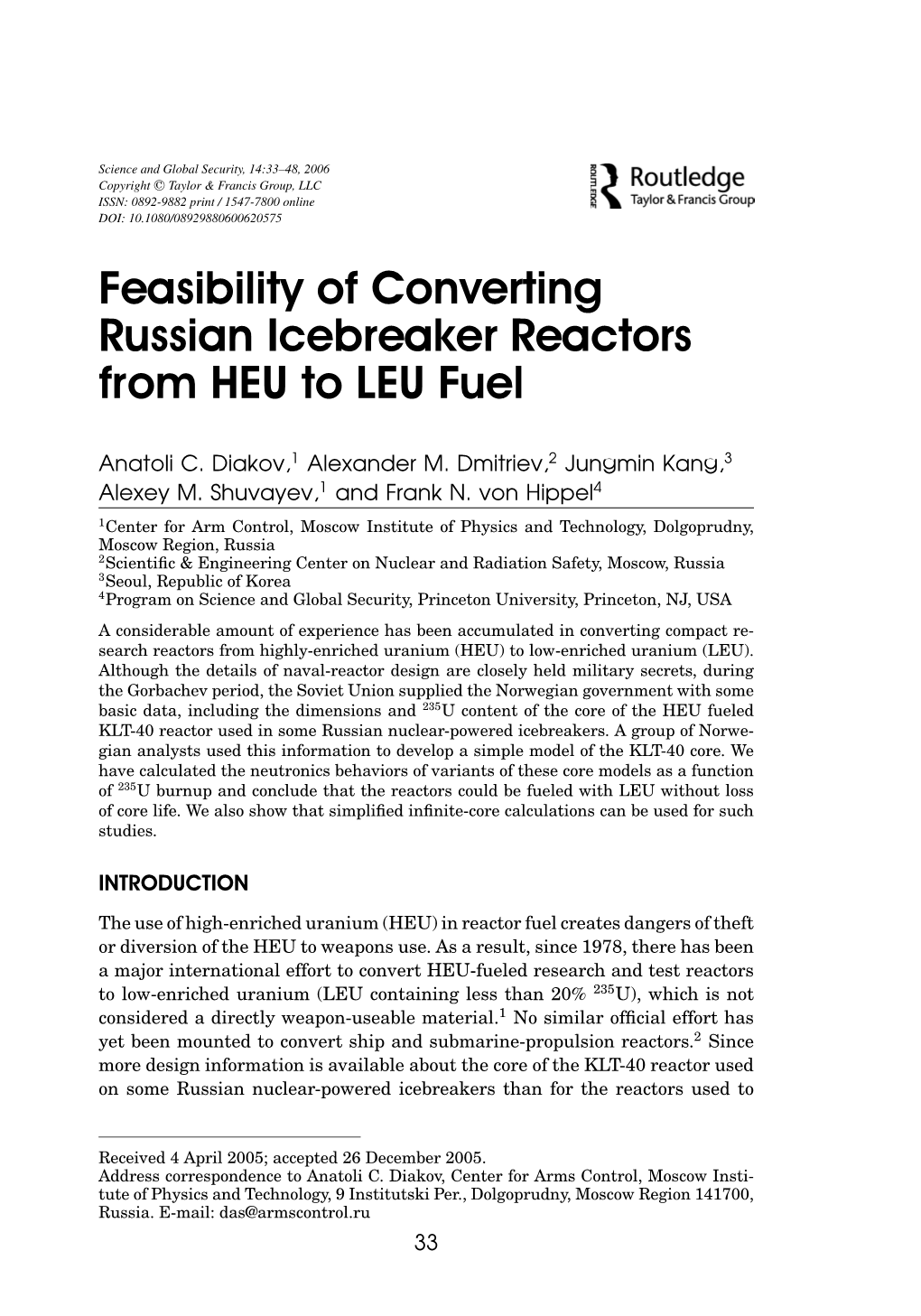 Feasibility of Converting Russian Icebreaker Reactors from HEU to LEU Fuel