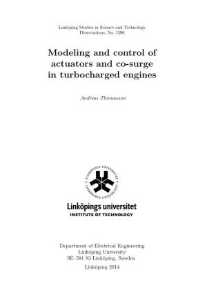 Modeling and Control of Actuators and Co-Surge in Turbocharged Engines