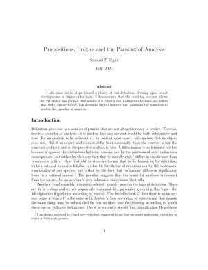 Propositions, Proxies and the Paradox of Analysis