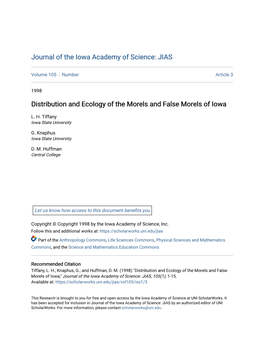 Distribution and Ecology of the Morels and False Morels of Iowa