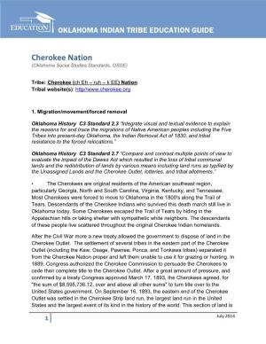 Cherokee Nation (Oklahoma Social Studies Standards, OSDE)