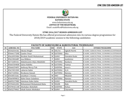 UTME 2018/2019 ADMISSION LIST the Federal University Dutsin-Ma