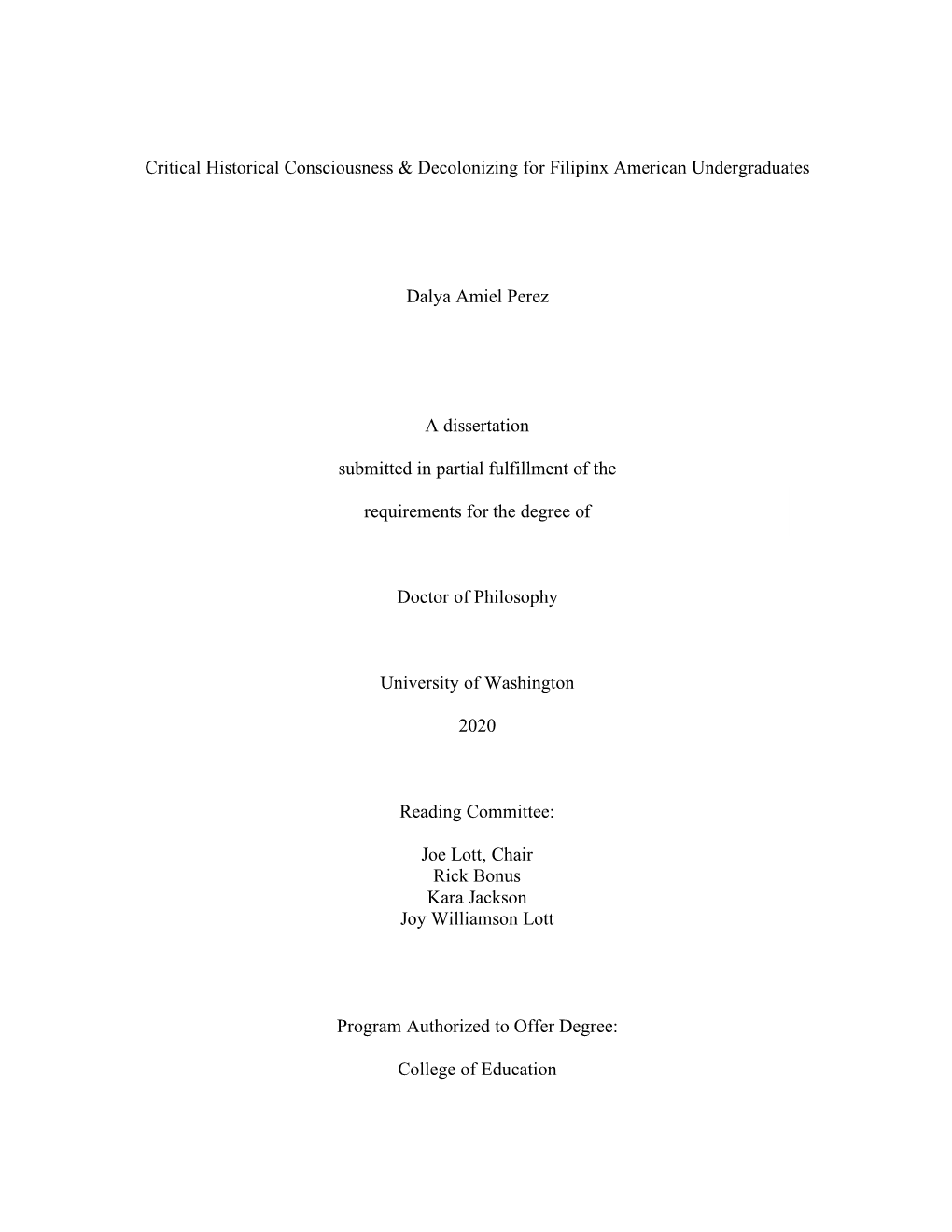 Critical Historical Consciousness & Decolonizing for Filipinx American