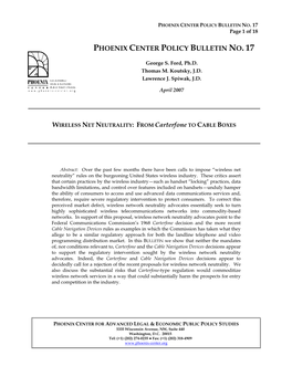 PHOENIX CENTER POLICY BULLETIN NO. 17 Page 1 of 18