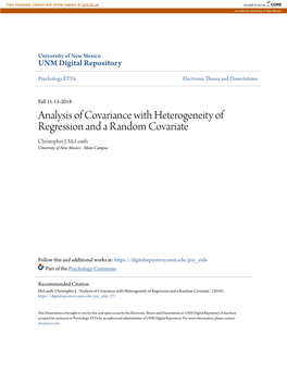 Analysis of Covariance with Heterogeneity of Regression and a Random Covariate Christopher J