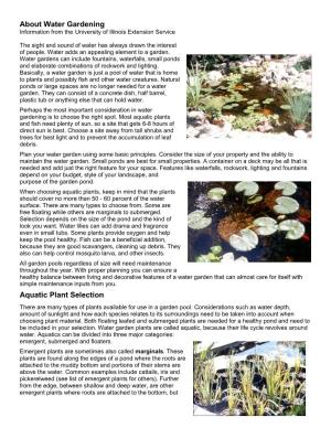 About Water Gardening Aquatic Plant Selection