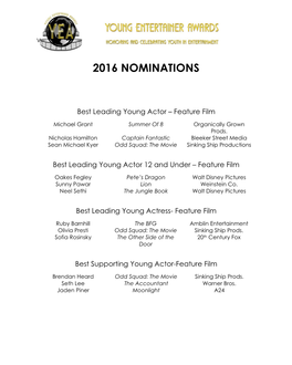 2016 Nominations