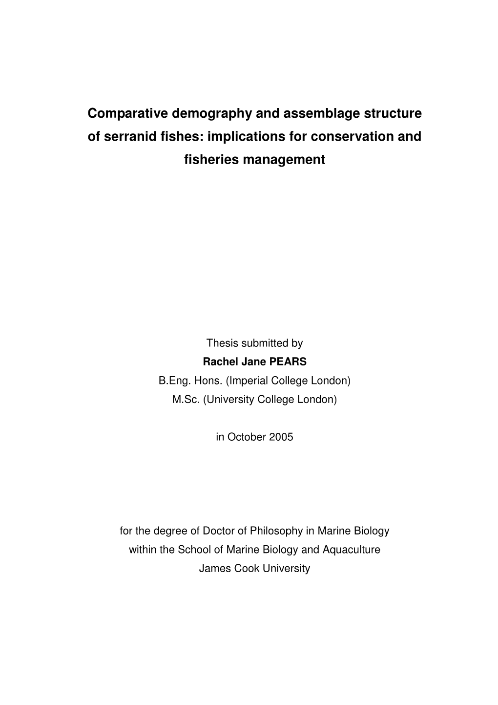 Comparative Demography and Assemblage Structure of Serranid Fishes: Implications for Conservation and Fisheries Management