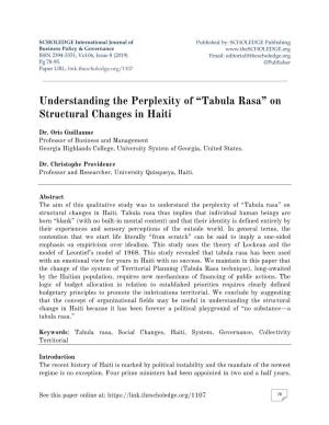 “Tabula Rasa” on Structural Changes in Haiti