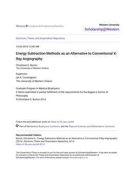 Energy Subtraction Methods As an Alternative to Conventional X-Ray Angiography" (2016)