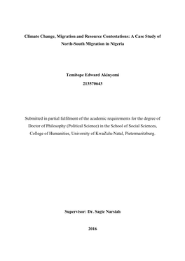 A Case Study of North-South Migration in Nigeria