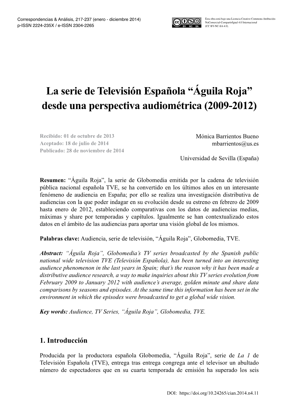 La Serie De Televisión Española “Águila Roja” Desde Una Perspectiva Audiométrica (2009-2012)