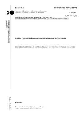 Unclassified DSTI/ICCP/TISP(2003)6/FINAL