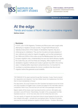 At the Edge Trends and Routes of North African Clandestine Migrants Matthew Herbert