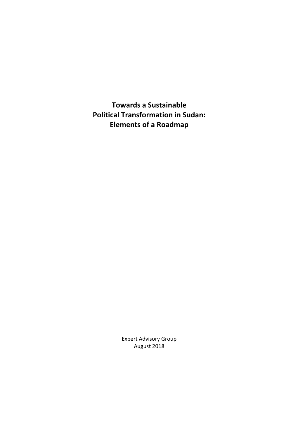 Towards a Sustainable Political Transformation in Sudan: Elements of a Roadmap