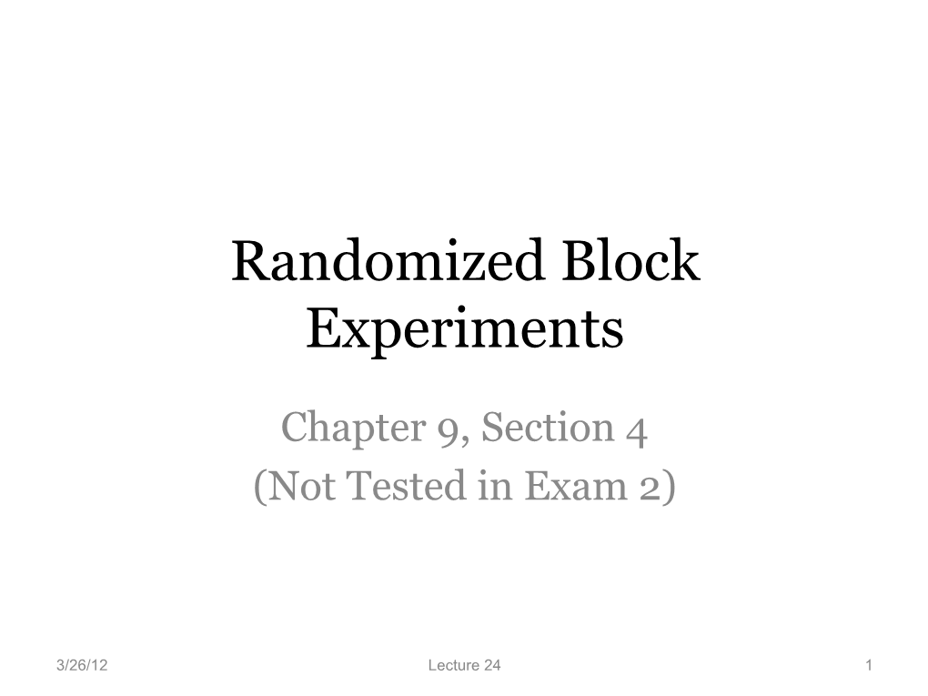 Randomized Block Experiments