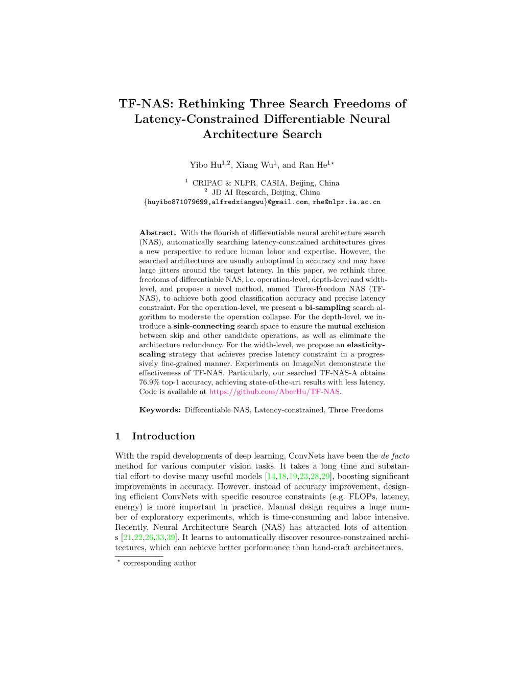 TF-NAS: Rethinking Three Search Freedoms of Latency-Constrained Differentiable Neural Architecture Search
