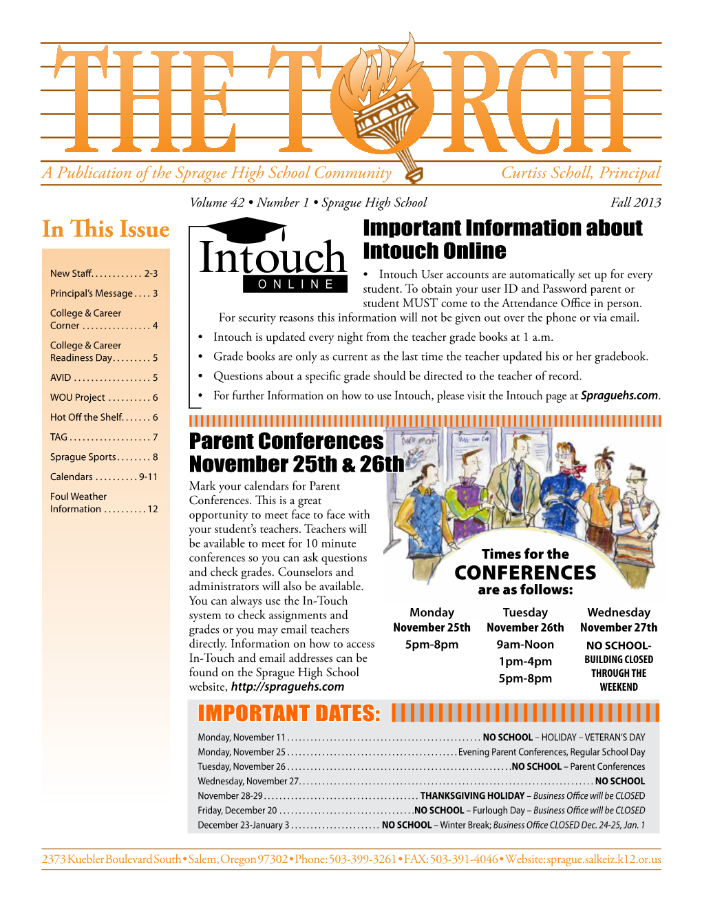 In This Issue Important Information About Intouch Online New Staff