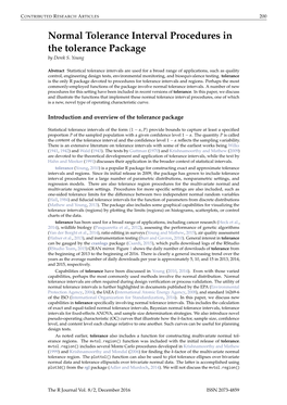 Normal Tolerance Interval Procedures in the Tolerance Package by Derek S