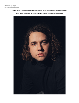 February 27, 2019 Kevin Morby Announces New Album, Oh My God