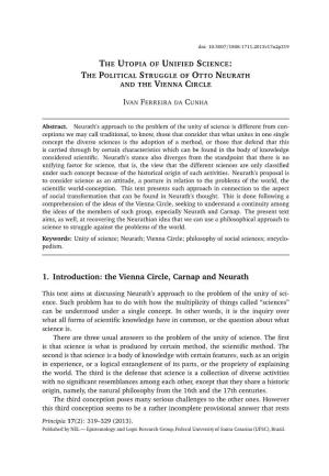 1. Introduction: the Vienna Circle, Carnap and Neurath