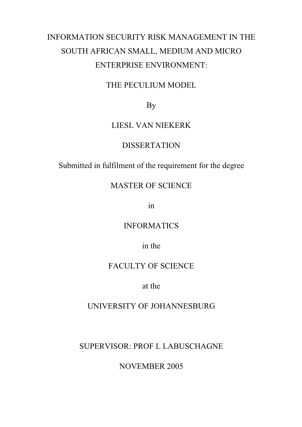 Information Security Risk Management in the South African Small, Medium and Micro Enterprise Environment