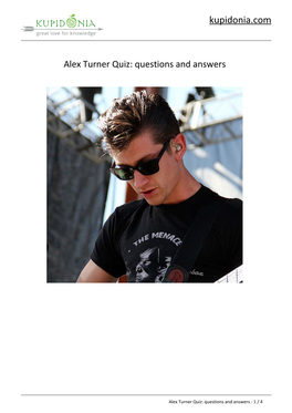 Alex Turner Quiz: Questions and Answers