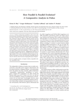 How Parallel Is Parallel Evolution? a Comparative Analysis in Fishes