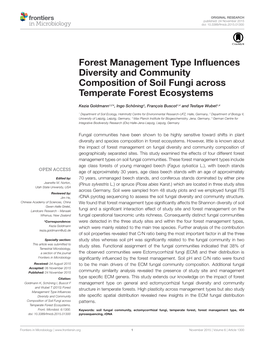 Forest Management Type Influences Diversity and Community