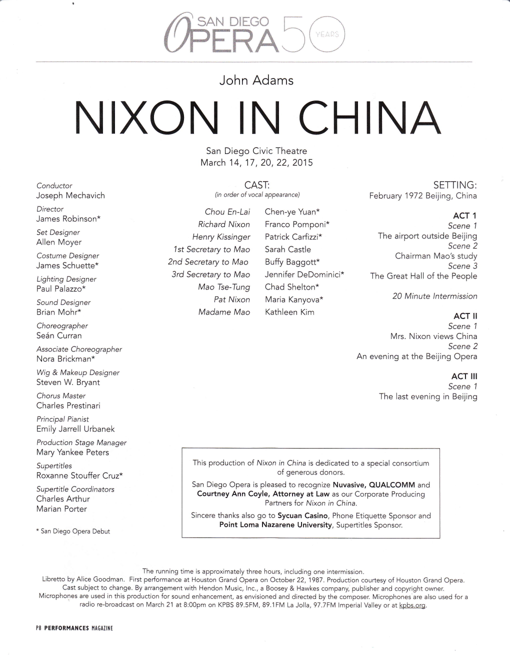 Nixon in China Program & Bios