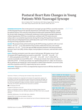 Postural Heart Rate Changes in Young Patients with Vasovagal Syncope Marvin S