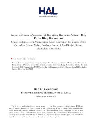 Long-Distance Dispersal of the Afro-Eurasian Glossy Ibis From