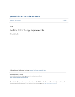 Airline Interchange Agreements Robert J