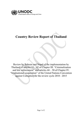 Country Review Report of Thailand