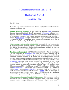 Y-Chromosome Marker S28 / U152 Haplogroup R-U152 Resource Page