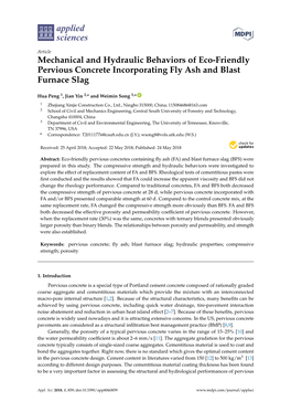 Mechanical and Hydraulic Behaviors of Eco-Friendly Pervious Concrete Incorporating Fly Ash and Blast Furnace Slag