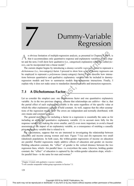 7 Dummy-Variable Regression