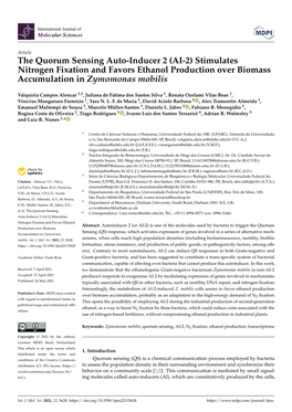 The Quorum Sensing Auto-Inducer 2 (AI-2) Stimulates Nitrogen Fixation and Favors Ethanol Production Over Biomass Accumulation in Zymomonas Mobilis