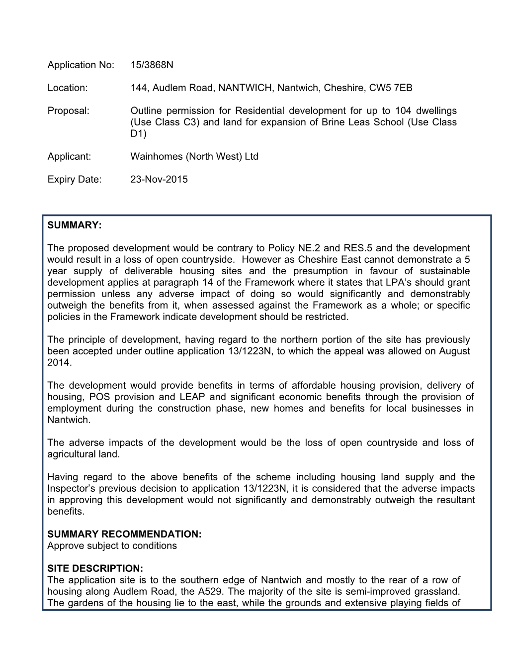 C/R/D Summary Skeleton Document