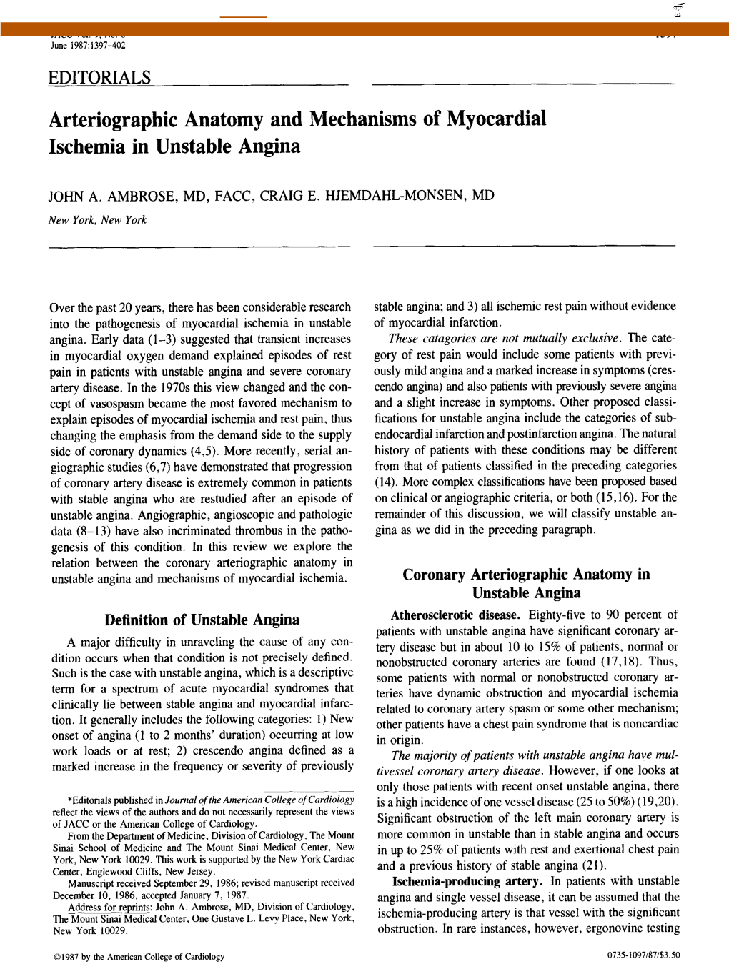 Arteriographie Anatomy and Mechanisms of Myocardial