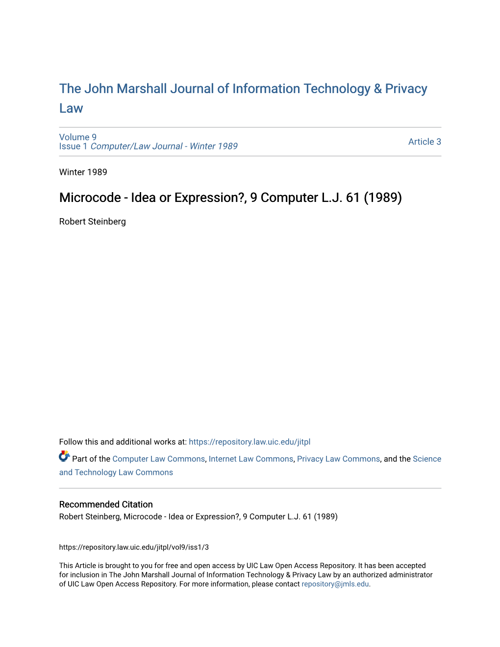 Microcode - Idea Or Expression?, 9 Computer L.J