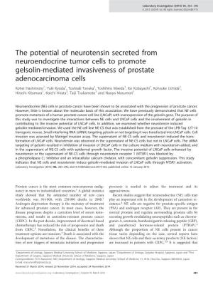 The Potential of Neurotensin Secreted from Neuroendocrine Tumor Cells To