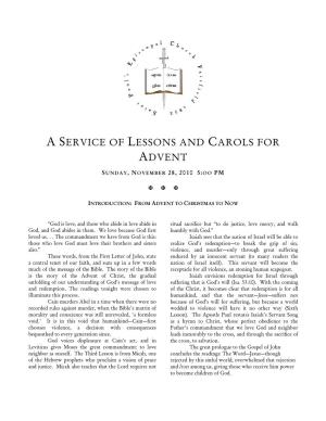 A Service of Lessons and Carols for Advent