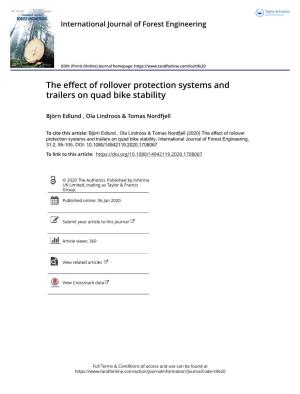 The Effect of Rollover Protection Systems and Trailers on Quad Bike Stability