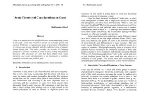 Some Theoretical Considerations on Caste