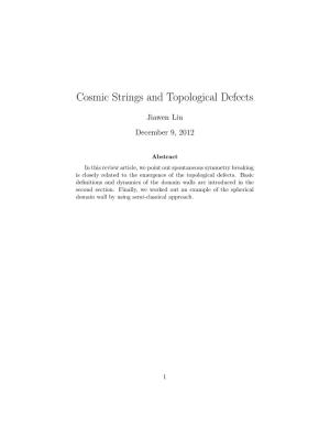 Cosmic Strings and Topological Defects