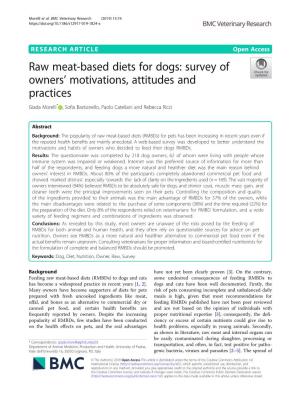 Raw Meat-Based Diets for Dogs: Survey of Owners' Motivations