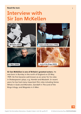 Interview with Sir Ian Mckellen