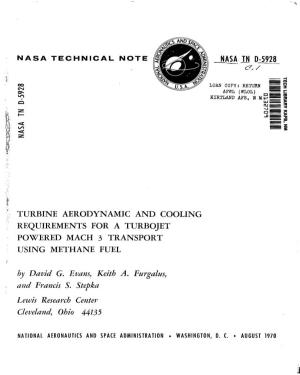Turbine Aerodynamic and Cooling Requirements for a Turbojet Powered Mach 3 Transport Using Methane Fuel