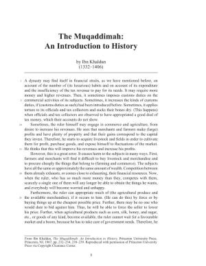 The Muqaddimah: an Introduction to History